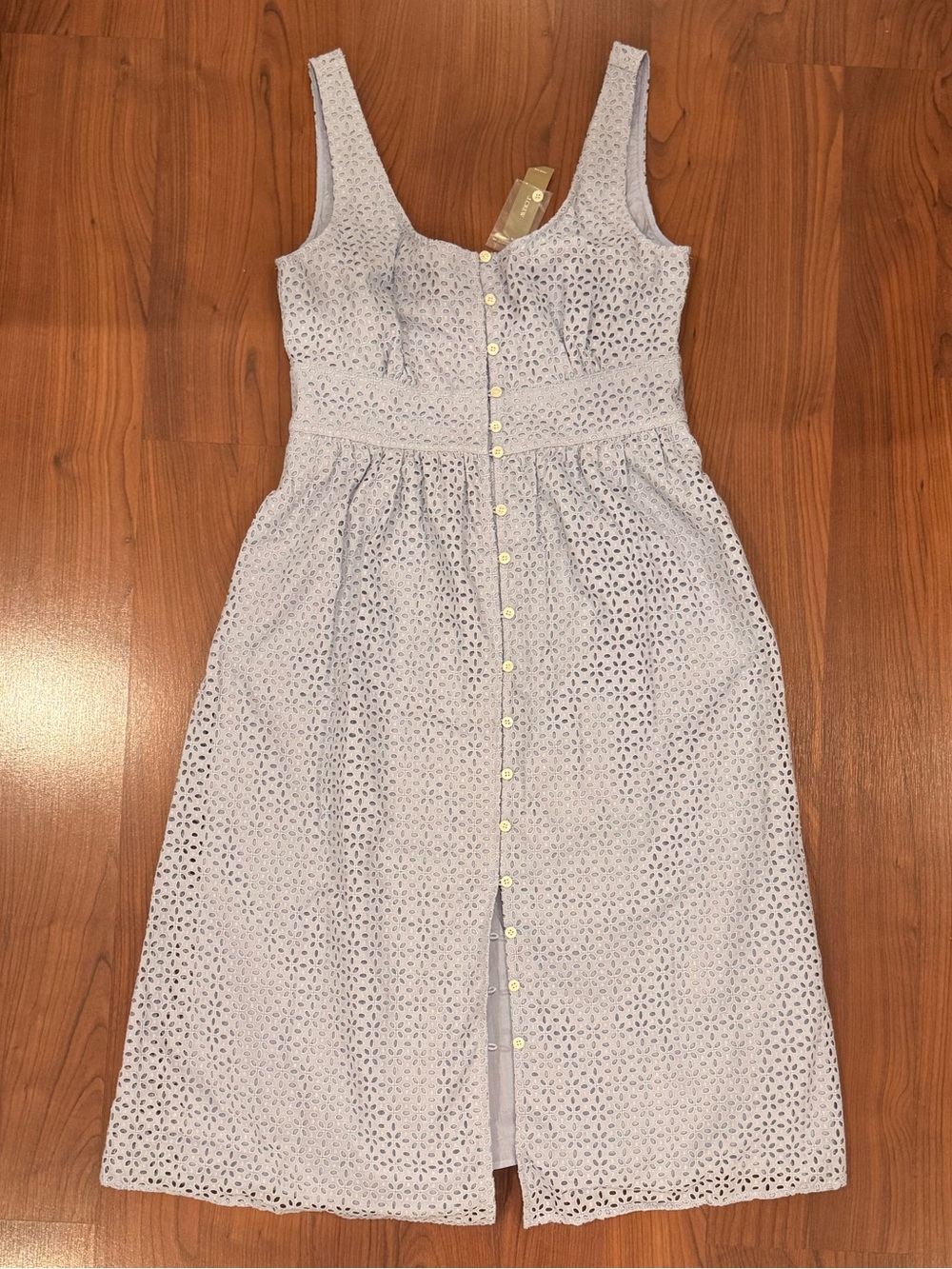 J. Crew Eyelet Button-Front Midi Dress in Light Lavender size 8 NWT